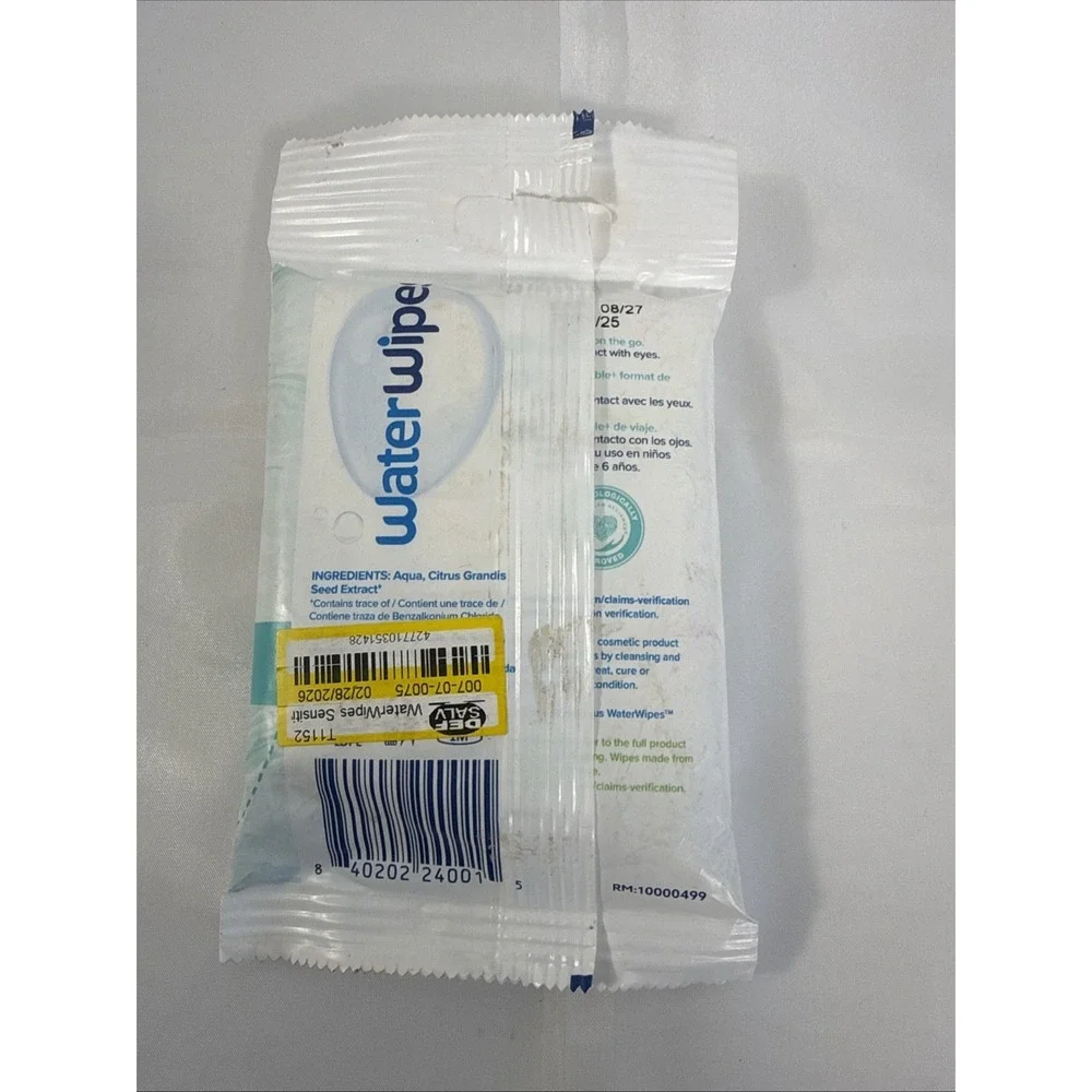 Waterwipes Sensitive+ on the Go Wipes, 3-In-1 Cleans, Cares, Protects, 99.9% Wat